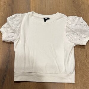 PAIGE Denim White Eyelet Sleeve Blouse